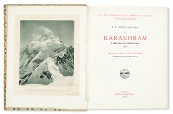 FILIPPI, FILIPPO DE.  La Spedizione nel Karakoram e nellHimalaia Occidentale 1909.  1912. Without the portfolio of panoramas and maps.